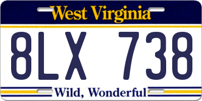 WV license plate 8LX738