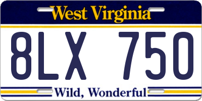 WV license plate 8LX750