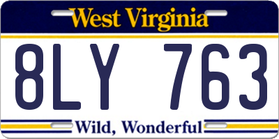 WV license plate 8LY763