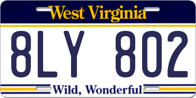 WV license plate 8LY802
