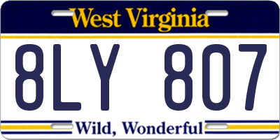 WV license plate 8LY807