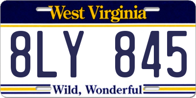 WV license plate 8LY845
