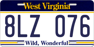 WV license plate 8LZ076