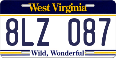 WV license plate 8LZ087
