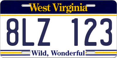 WV license plate 8LZ123
