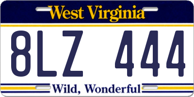 WV license plate 8LZ444
