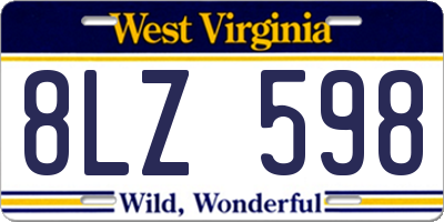 WV license plate 8LZ598