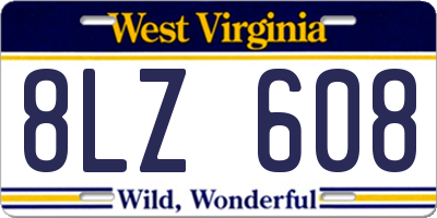 WV license plate 8LZ608