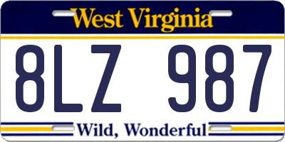 WV license plate 8LZ987