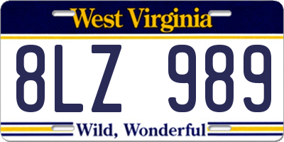 WV license plate 8LZ989