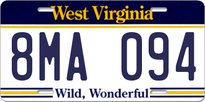WV license plate 8MA094