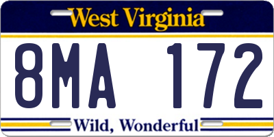 WV license plate 8MA172
