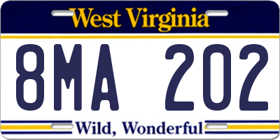 WV license plate 8MA202