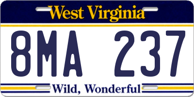 WV license plate 8MA237