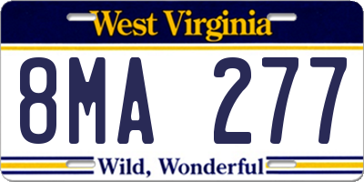 WV license plate 8MA277