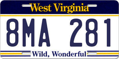 WV license plate 8MA281
