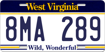 WV license plate 8MA289