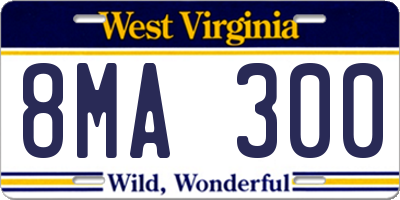 WV license plate 8MA300