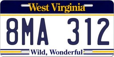 WV license plate 8MA312