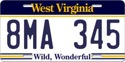 WV license plate 8MA345