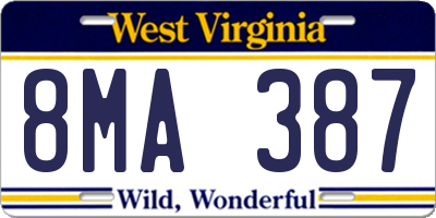 WV license plate 8MA387