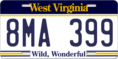 WV license plate 8MA399