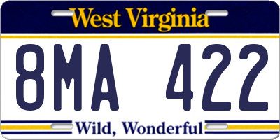 WV license plate 8MA422