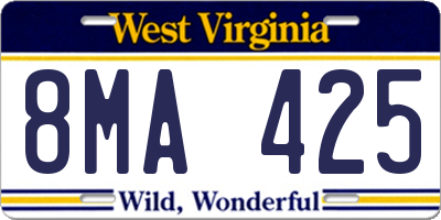 WV license plate 8MA425
