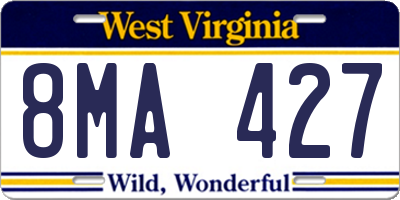WV license plate 8MA427
