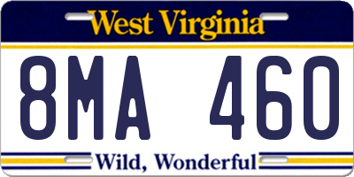 WV license plate 8MA460