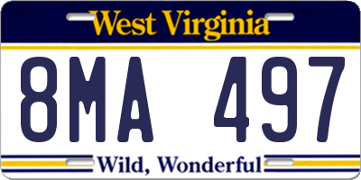 WV license plate 8MA497
