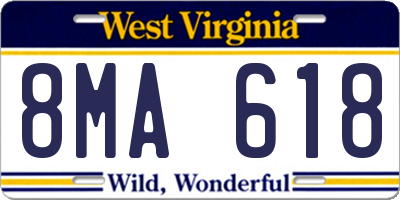 WV license plate 8MA618
