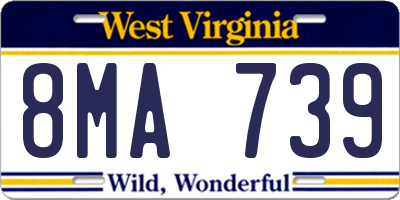 WV license plate 8MA739