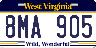 WV license plate 8MA905