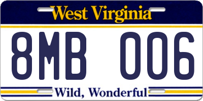 WV license plate 8MB006