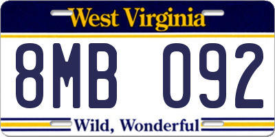 WV license plate 8MB092