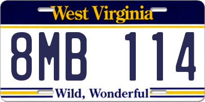 WV license plate 8MB114