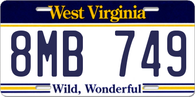 WV license plate 8MB749