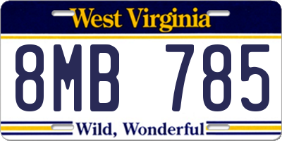 WV license plate 8MB785