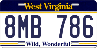 WV license plate 8MB786