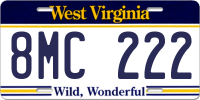 WV license plate 8MC222