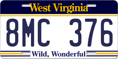 WV license plate 8MC376