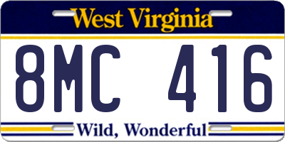 WV license plate 8MC416