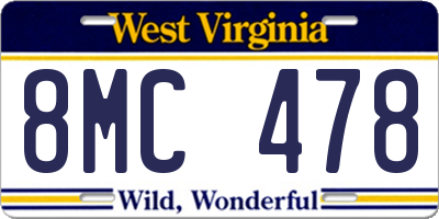 WV license plate 8MC478