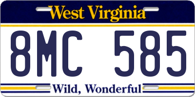 WV license plate 8MC585