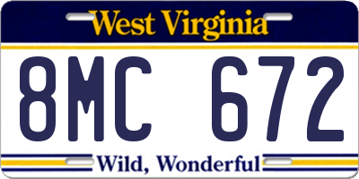 WV license plate 8MC672