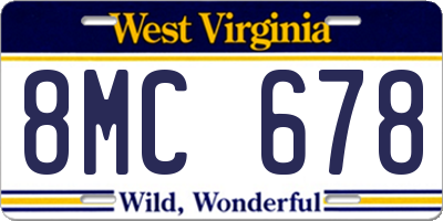 WV license plate 8MC678