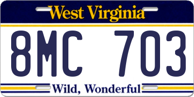 WV license plate 8MC703