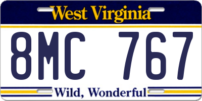 WV license plate 8MC767
