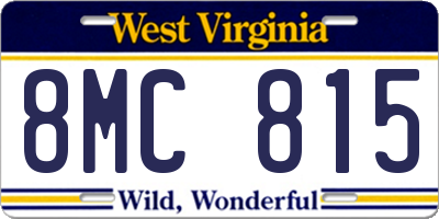 WV license plate 8MC815